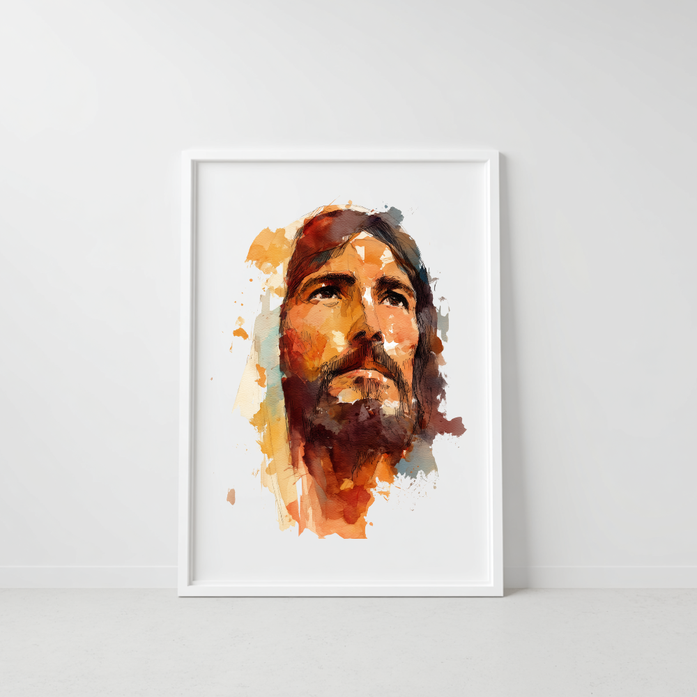 His Eyes of Mercy – Jesus Watercolor Portrait Frame