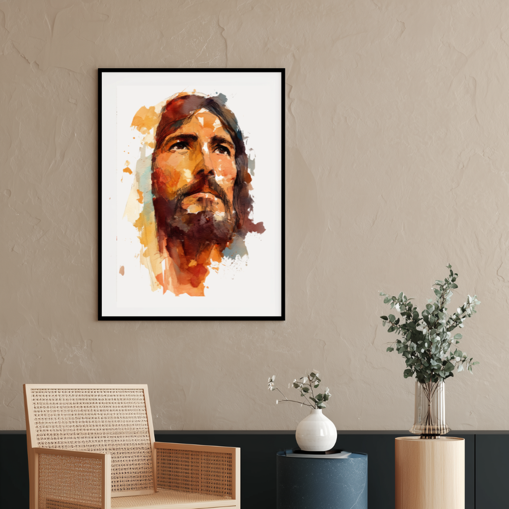 His Eyes of Mercy – Jesus Watercolor Portrait Frame