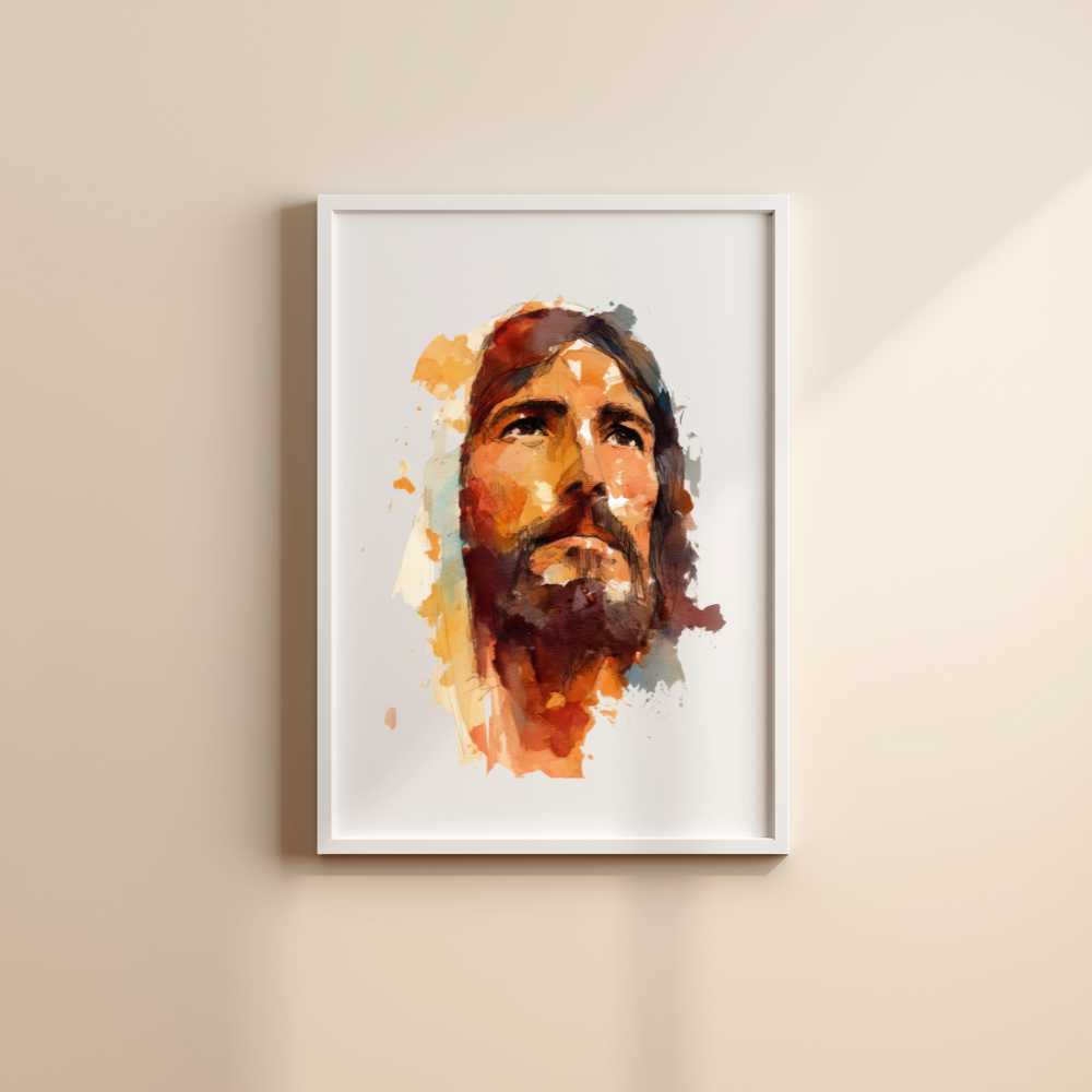 His Eyes of Mercy – Jesus Watercolor Portrait Frame